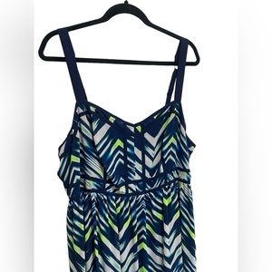 Torrid Maxi Dress Womens Size 16 Blue Neon Abstract Sleeveless Adjustable